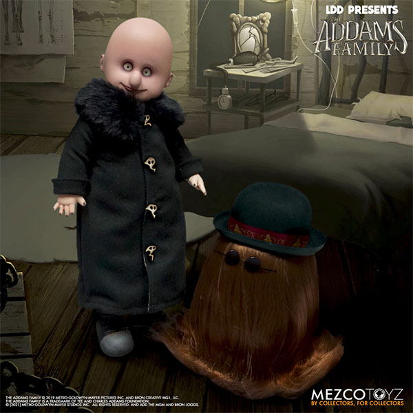 Mezco Living Dead Dolls Presents The Addams Family Uncle Fester and Cousin It Doll Set